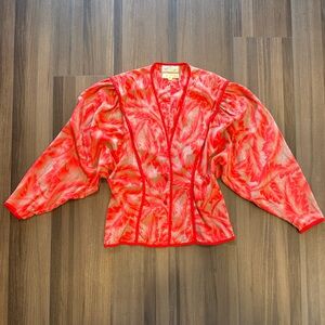Silk Red Patterned Women's Blouse